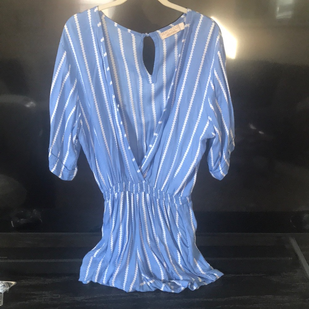 Blue and white romper